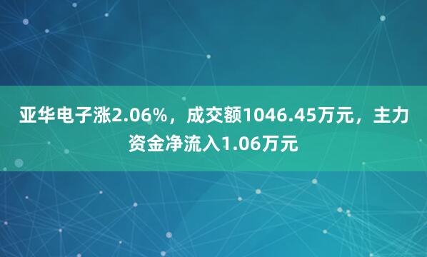 亚华电子涨2.06%，成交额1046.45万元，主力资金净流入1.06万元