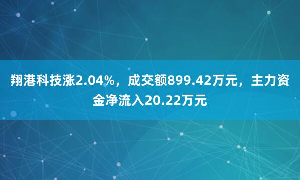 翔港科技涨2.04%，成交额899.42万元，主力资金净流入20.22万元