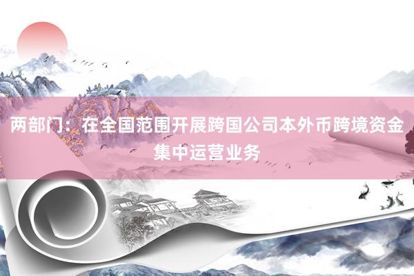 两部门：在全国范围开展跨国公司本外币跨境资金集中运营业务