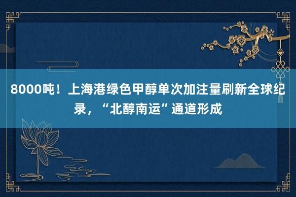 8000吨！上海港绿色甲醇单次加注量刷新全球纪录，“北醇南运”通道形成