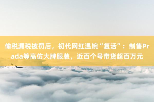 偷税漏税被罚后，初代网红温婉“复活”：制售Prada等高仿大牌服装，近百个号带货超百万元