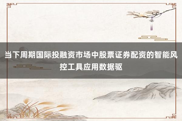 当下周期国际投融资市场中股票证券配资的智能风控工具应用数据驱