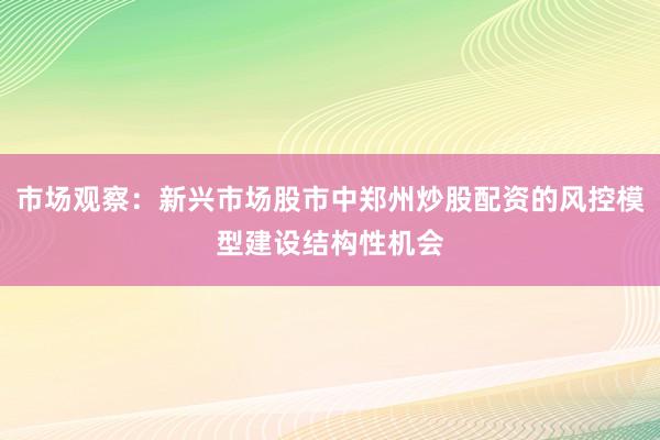 市场观察：新兴市场股市中郑州炒股配资的风控模型建设结构性机会
