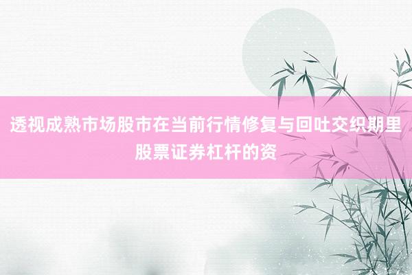 透视成熟市场股市在当前行情修复与回吐交织期里股票证券杠杆的资