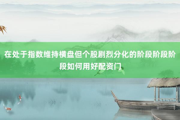 在处于指数维持横盘但个股剧烈分化的阶段阶段阶段如何用好配资门