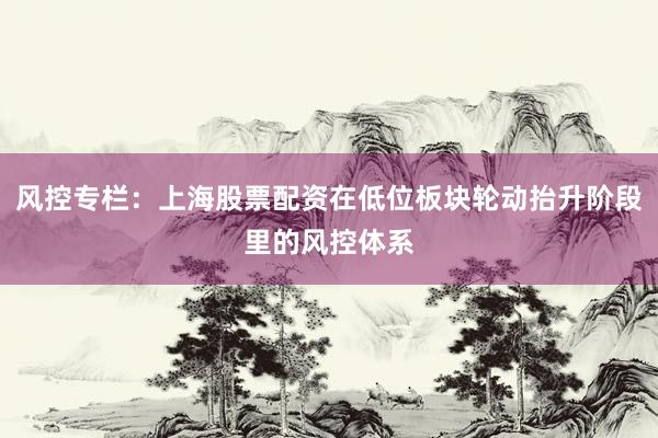 风控专栏：上海股票配资在低位板块轮动抬升阶段里的风控体系