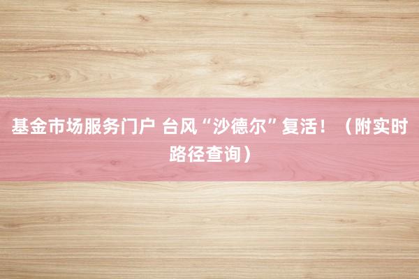 基金市场服务门户 台风“沙德尔”复活！（附实时路径查询）