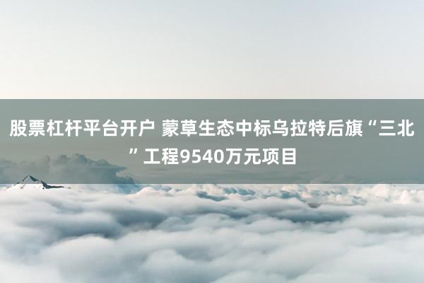 股票杠杆平台开户 蒙草生态中标乌拉特后旗“三北”工程9540万元项目