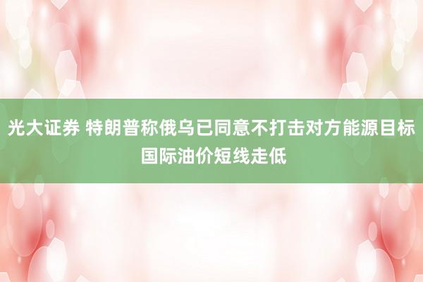光大证券 特朗普称俄乌已同意不打击对方能源目标 国际油价短线走低